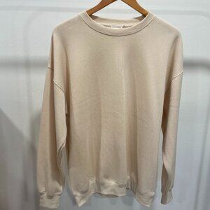 Reflex Oversized Sweatshirt Womens Cream Color Soft Relaxed Crew Neck Sweatshirt